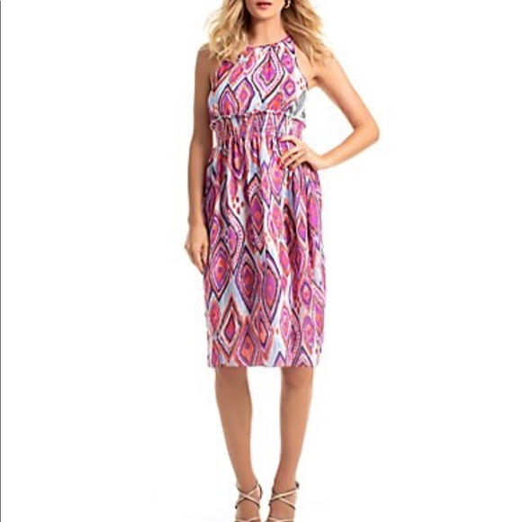 Trina Turk Mao Smocked Midi Dress - Picture 1 of 10